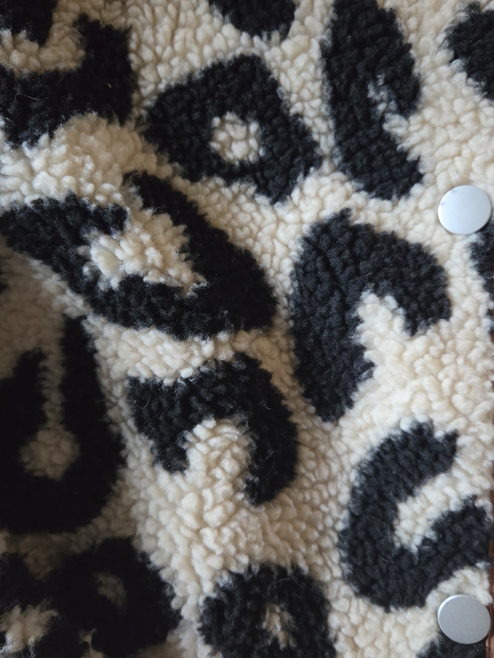 Leopard Print Sherpa Jacket - Cream & Black - Picture 2 of 7